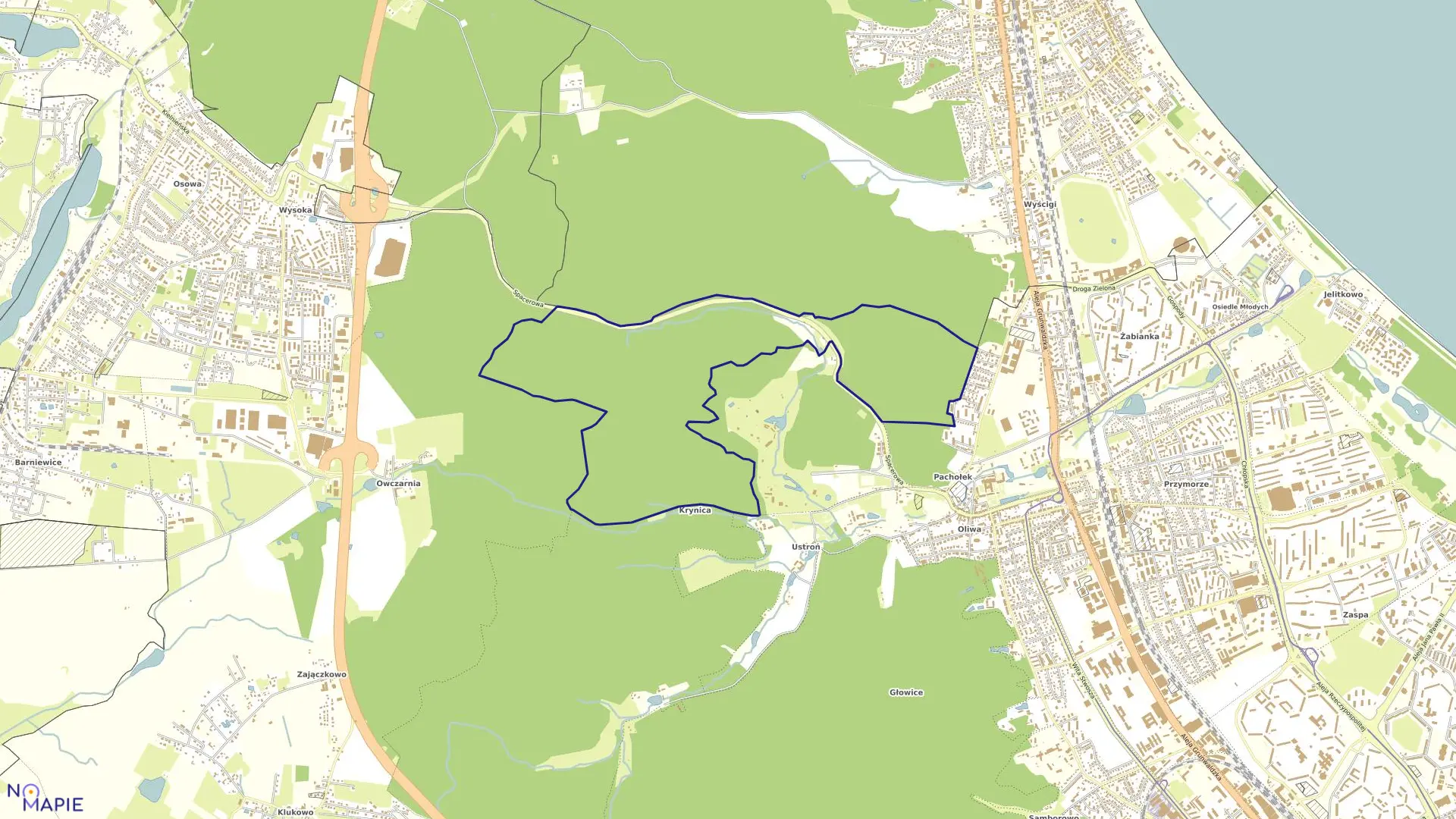 Mapa obrębu 004 w mieście Gdańsk