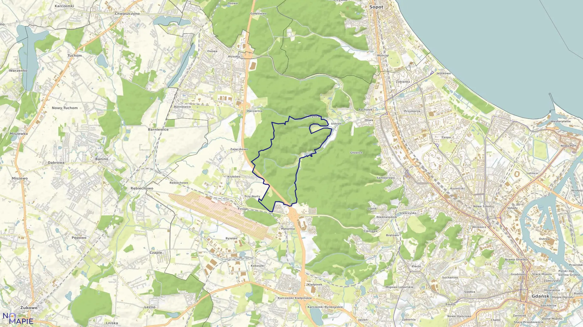 Mapa obrębu 009 w mieście Gdańsk