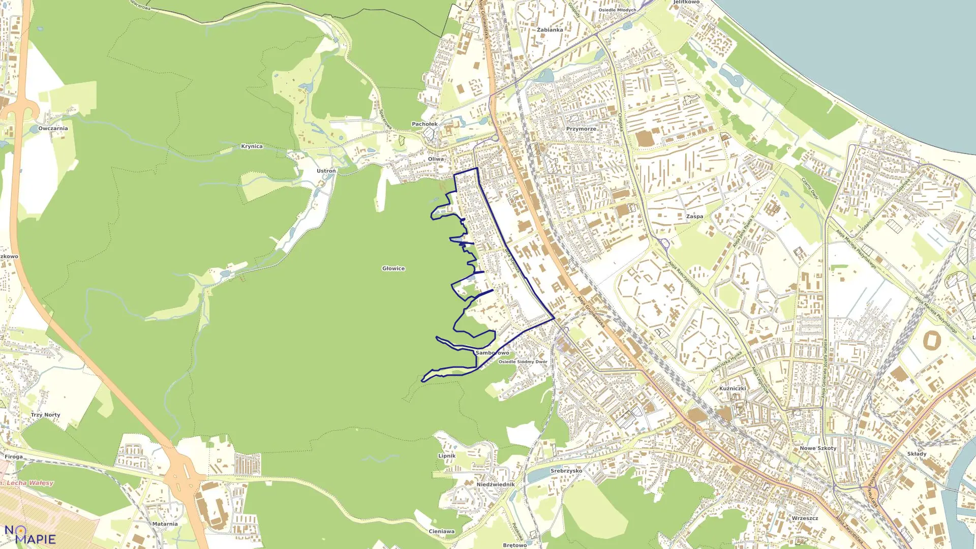 Mapa obrębu 012 w mieście Gdańsk