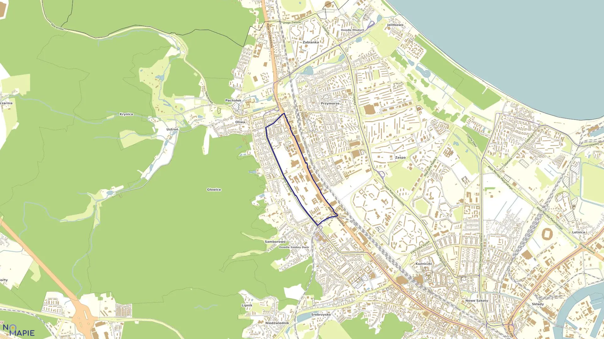 Mapa obrębu 013 w mieście Gdańsk