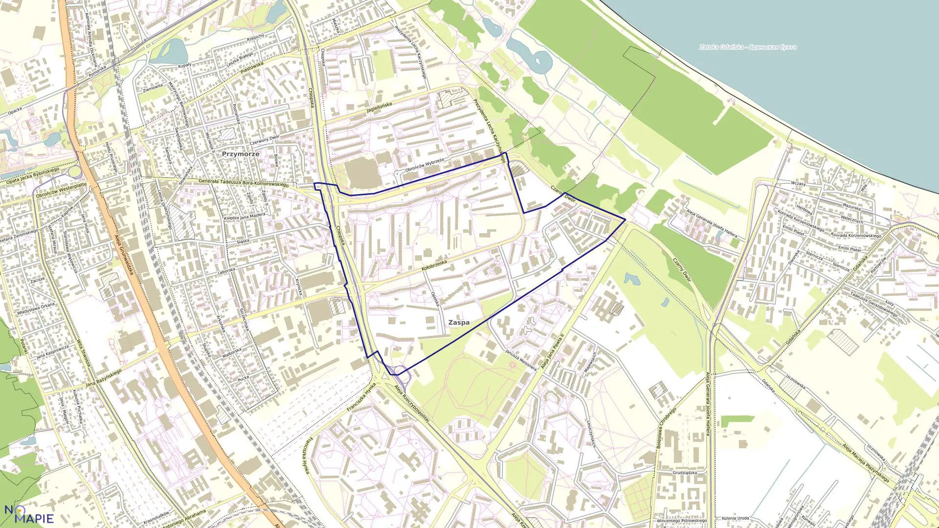 Mapa obrębu 021 w mieście Gdańsk