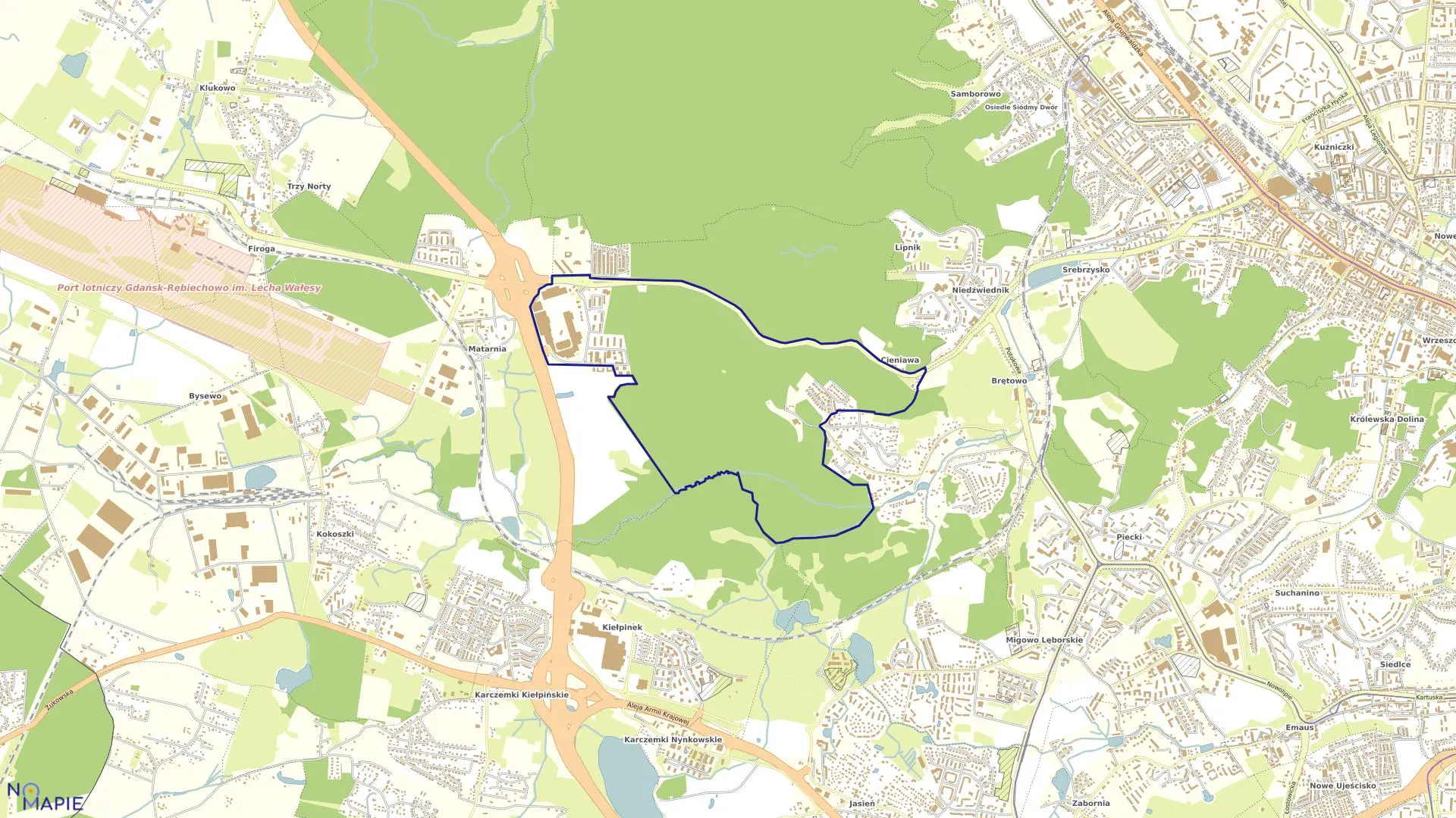 Mapa obrębu 027 w mieście Gdańsk