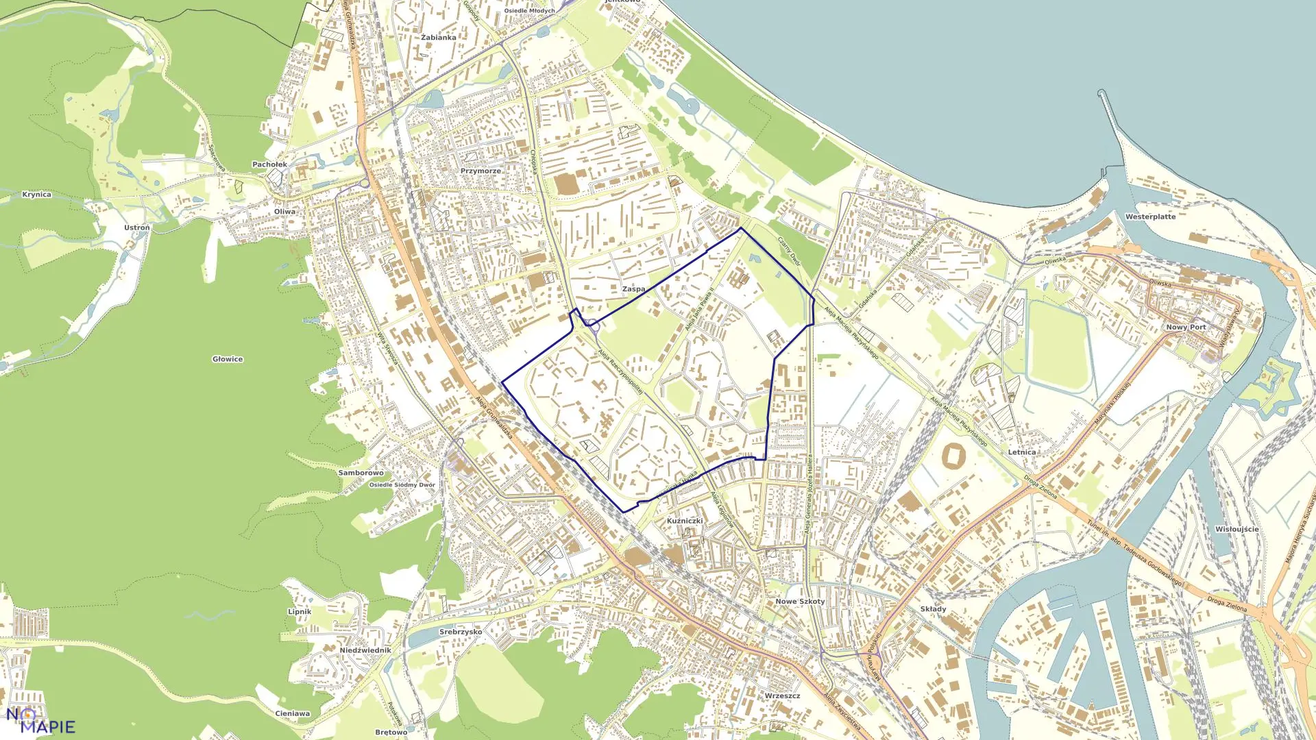 Mapa obrębu 033 w mieście Gdańsk