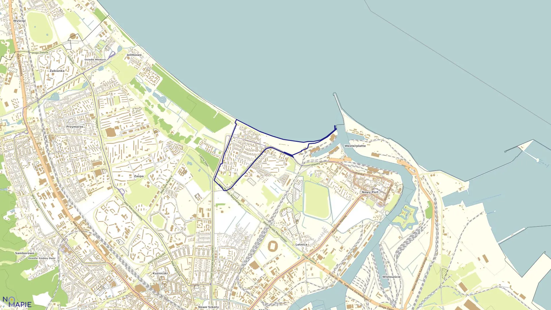 Mapa obrębu 034 w mieście Gdańsk