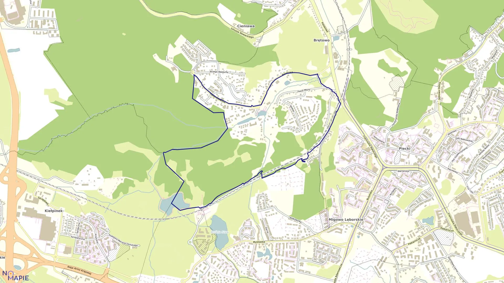 Mapa obrębu 037 w mieście Gdańsk