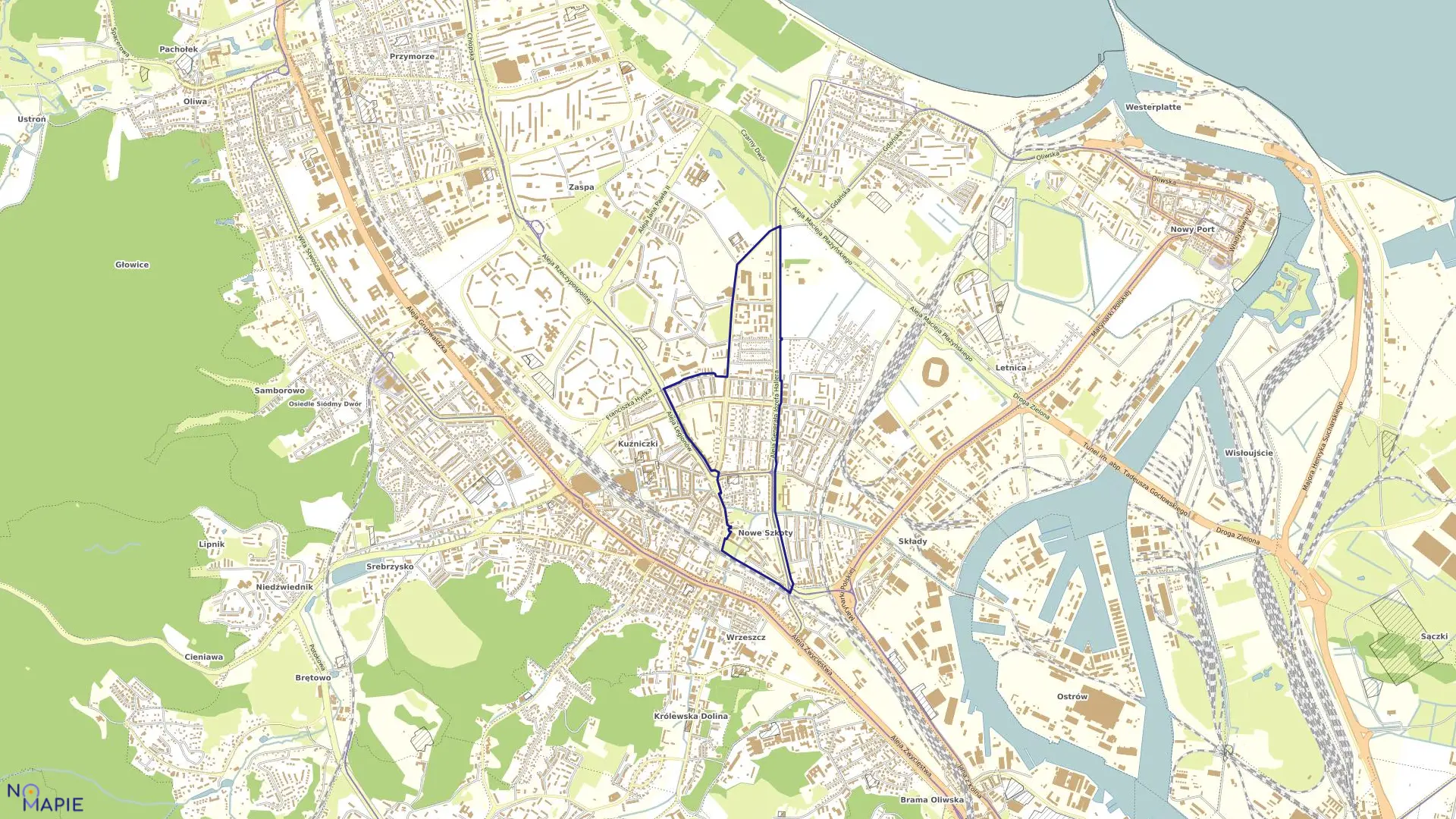 Mapa obrębu 043 w mieście Gdańsk