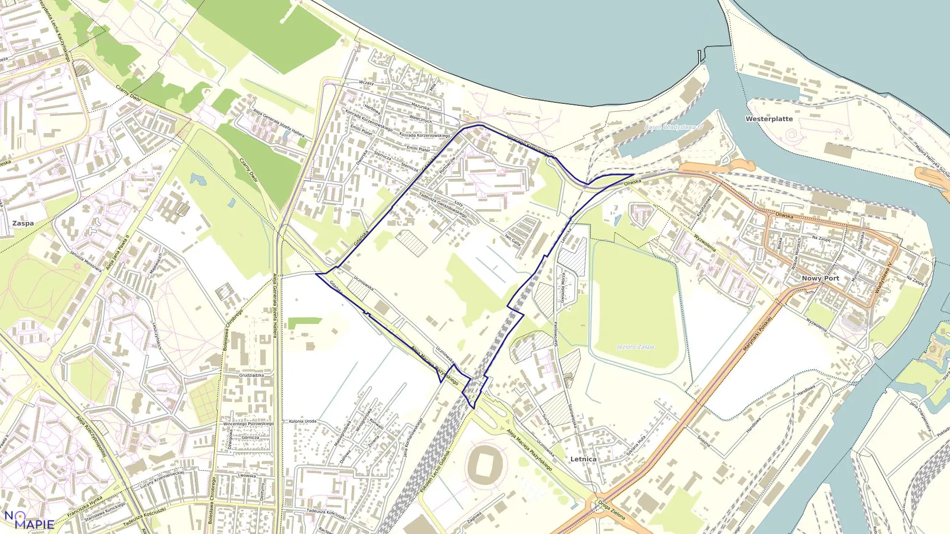 Mapa obrębu 045 w mieście Gdańsk