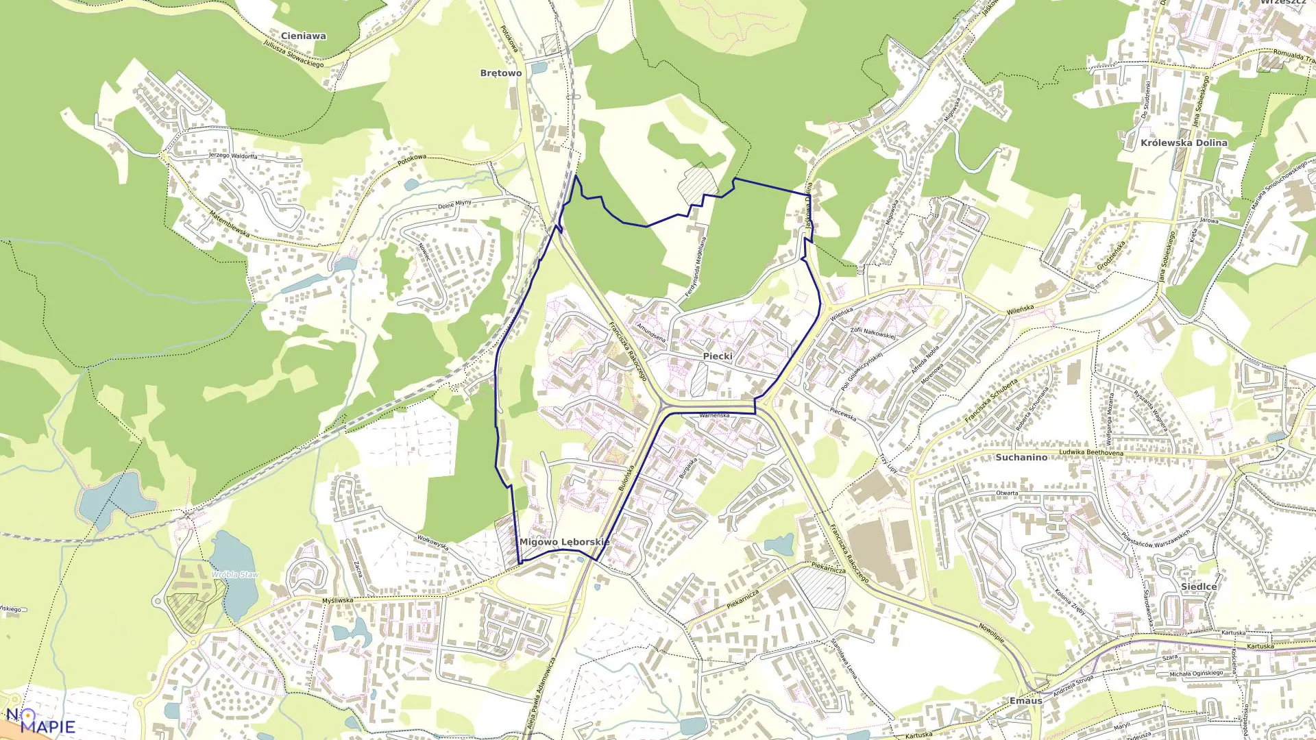 Mapa obrębu 052 w mieście Gdańsk