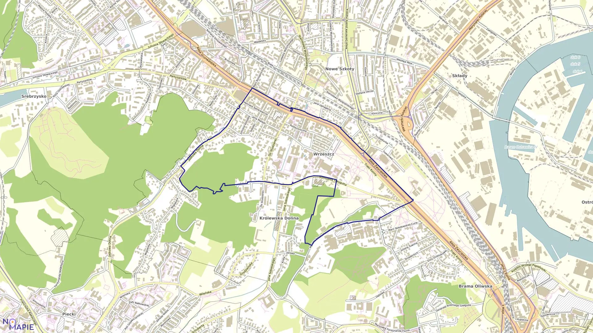 Mapa obrębu 055 w mieście Gdańsk