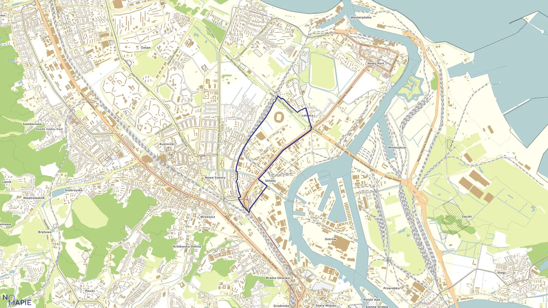 Mapa obrębu 058 w mieście Gdańsk