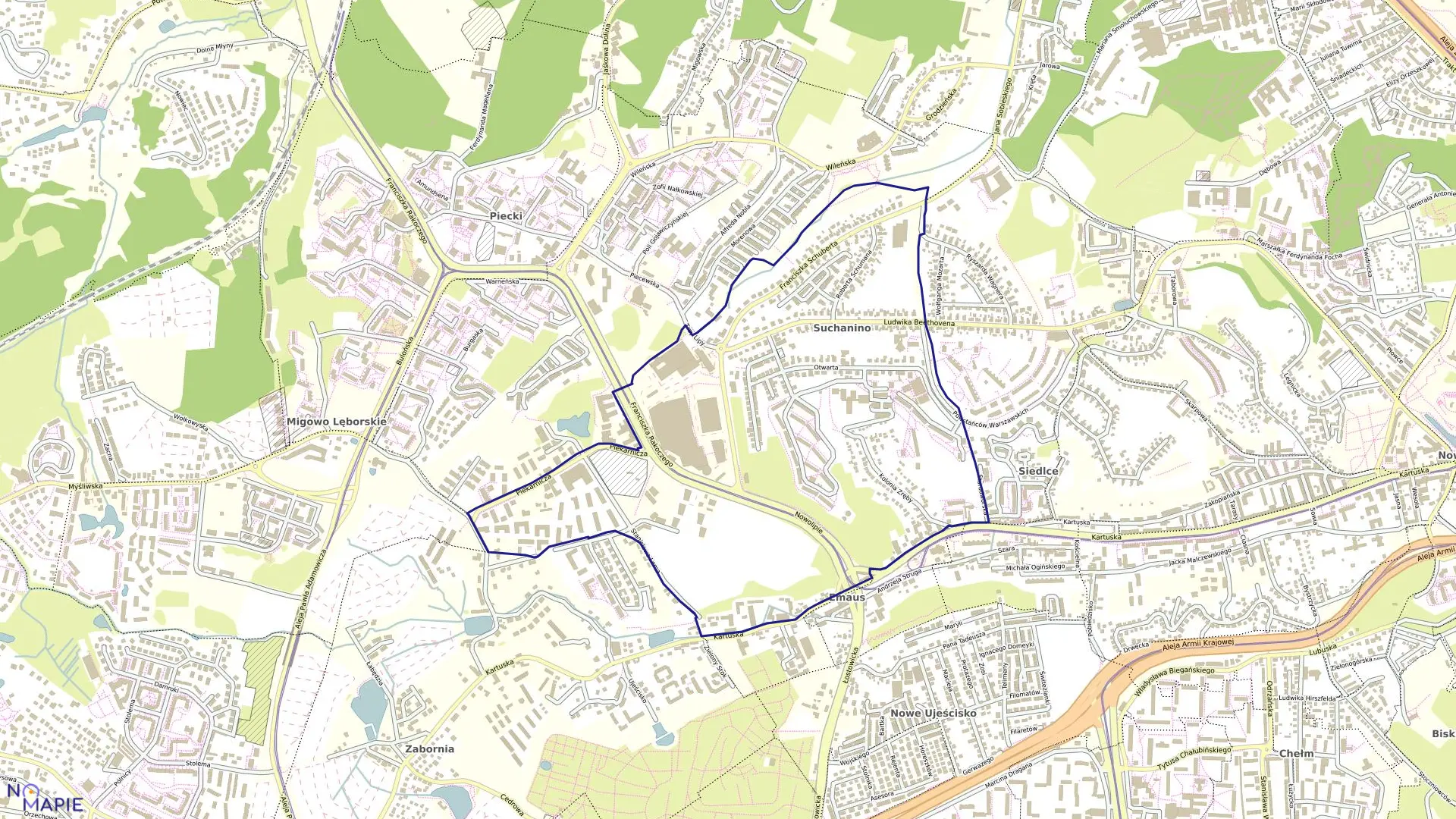 Mapa obrębu 064 w mieście Gdańsk