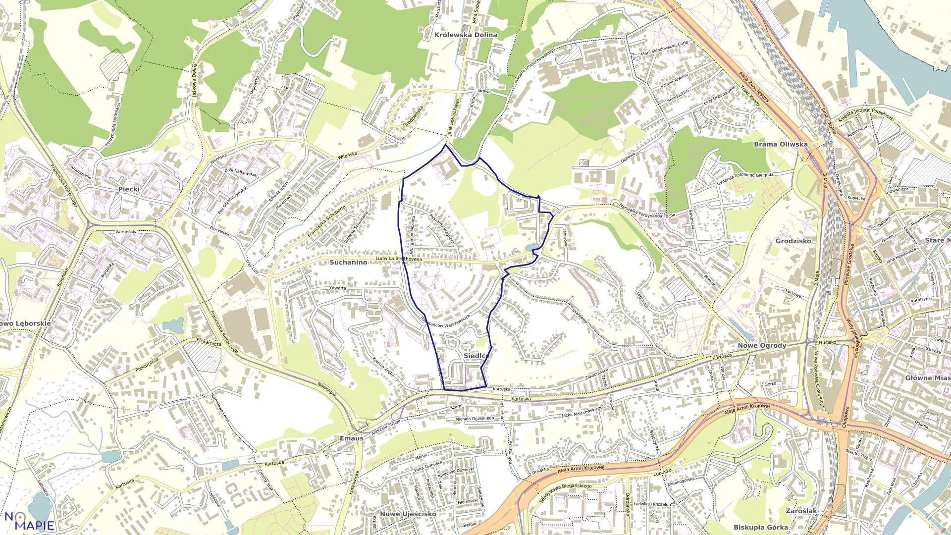 Mapa obrębu 065 w mieście Gdańsk