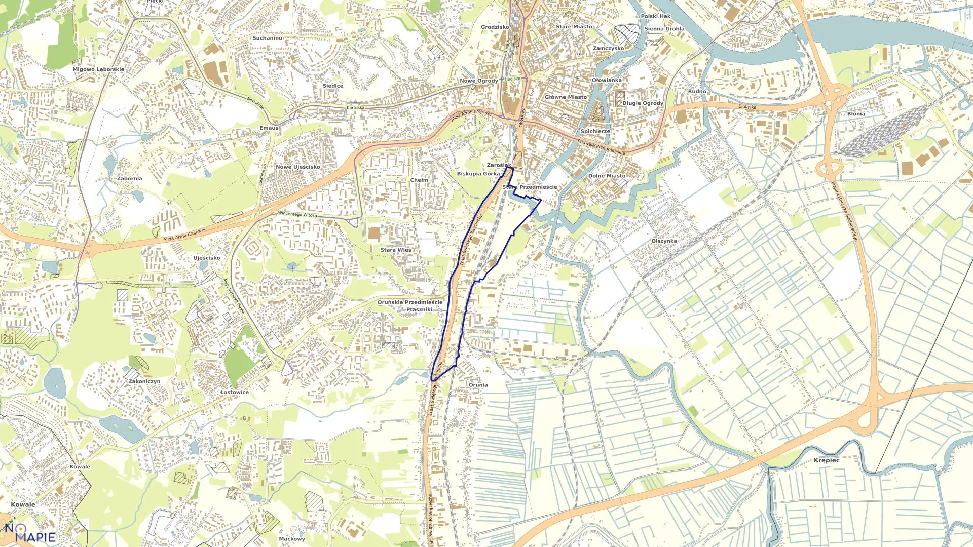 Mapa obrębu 098 w mieście Gdańsk