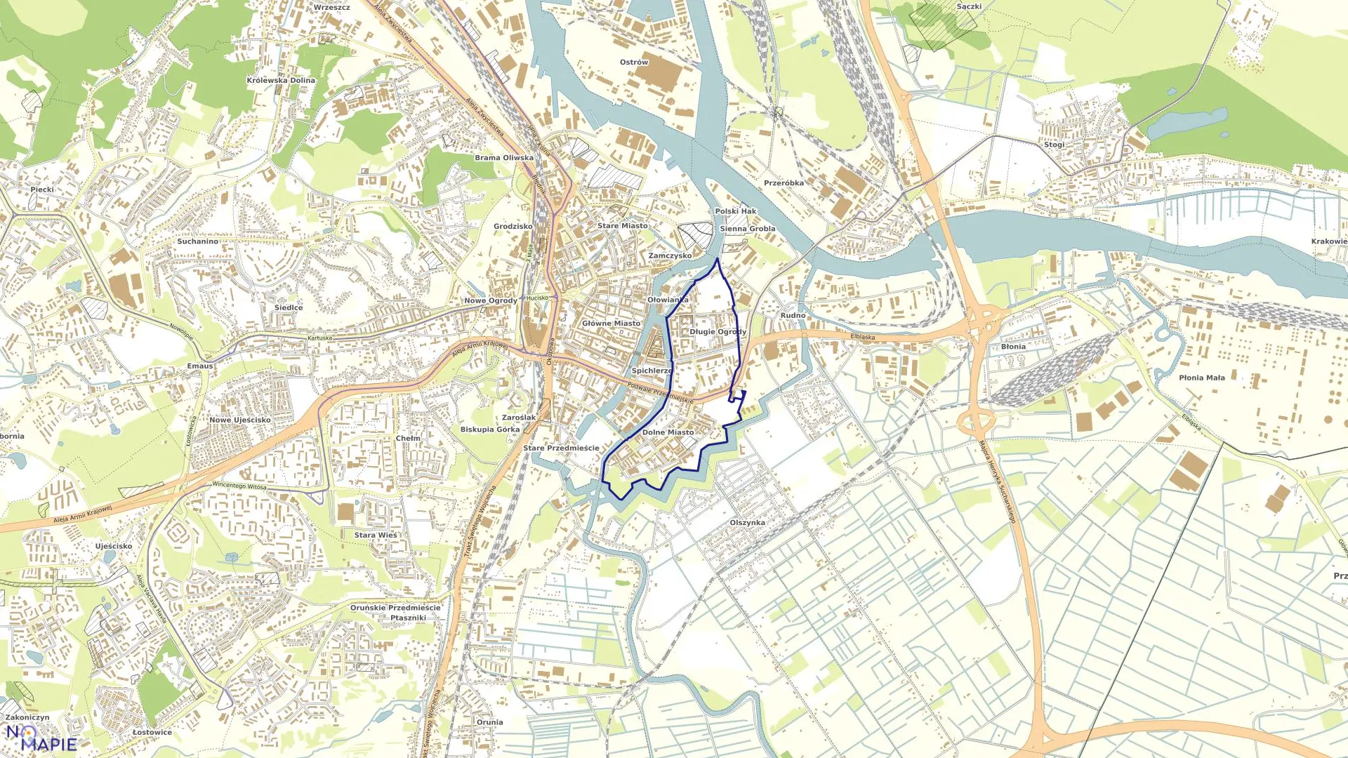 Mapa obrębu 100 w mieście Gdańsk