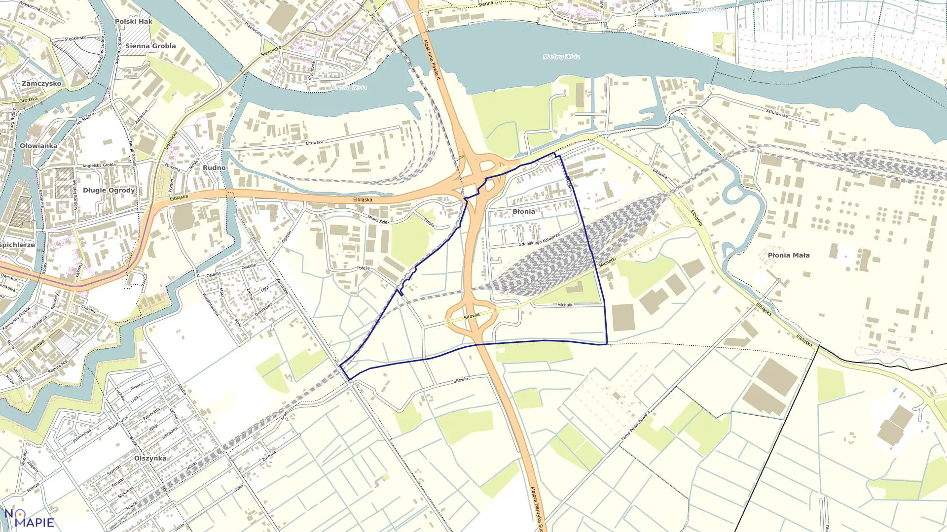 Mapa obrębu 115 w mieście Gdańsk