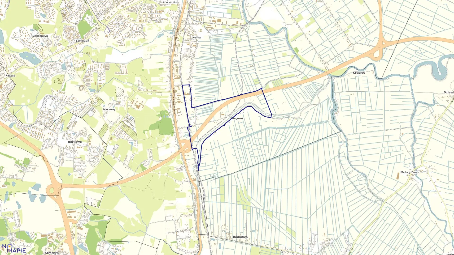 Mapa obrębu 124 w mieście Gdańsk