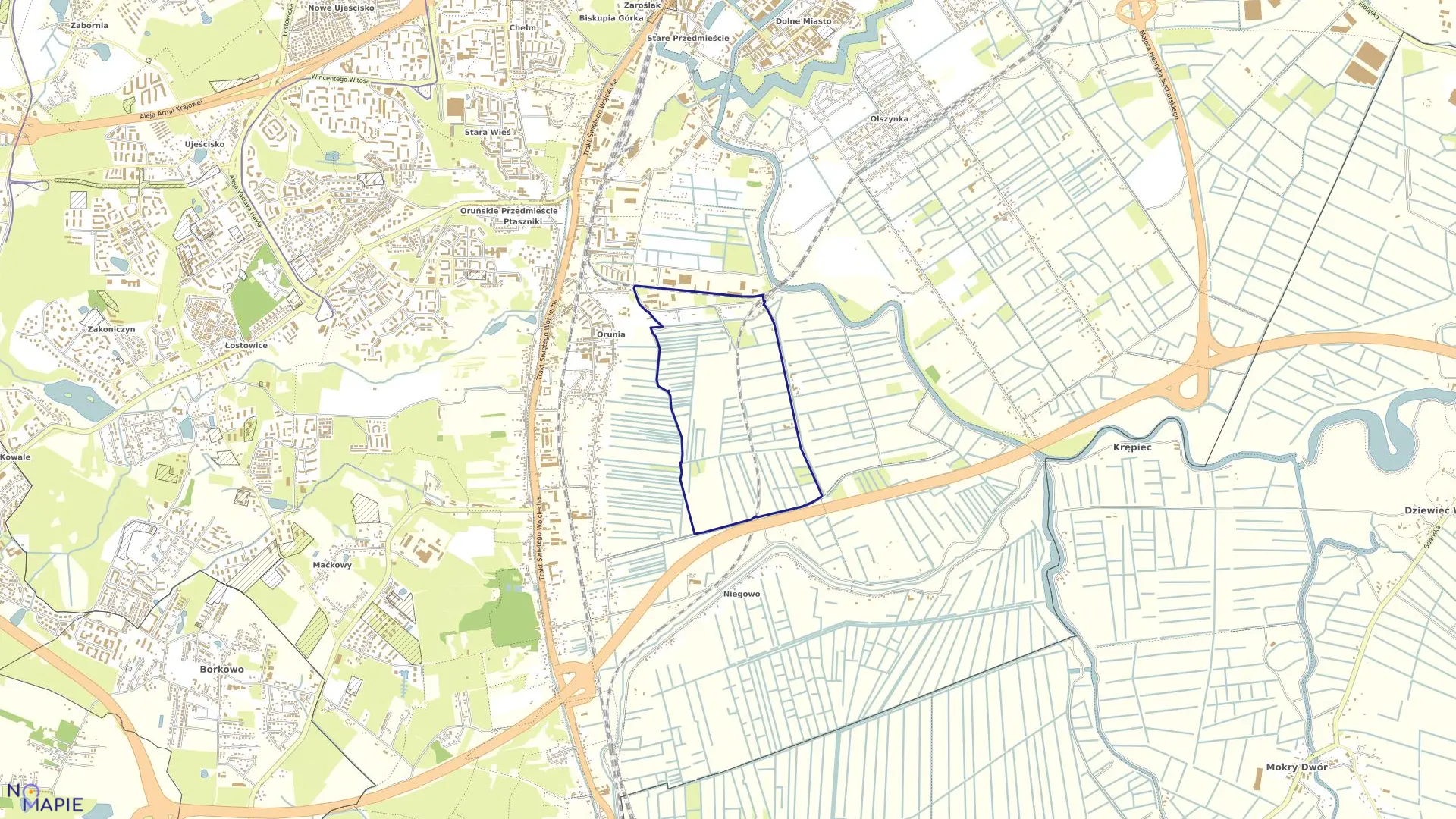 Mapa obrębu 125 w mieście Gdańsk