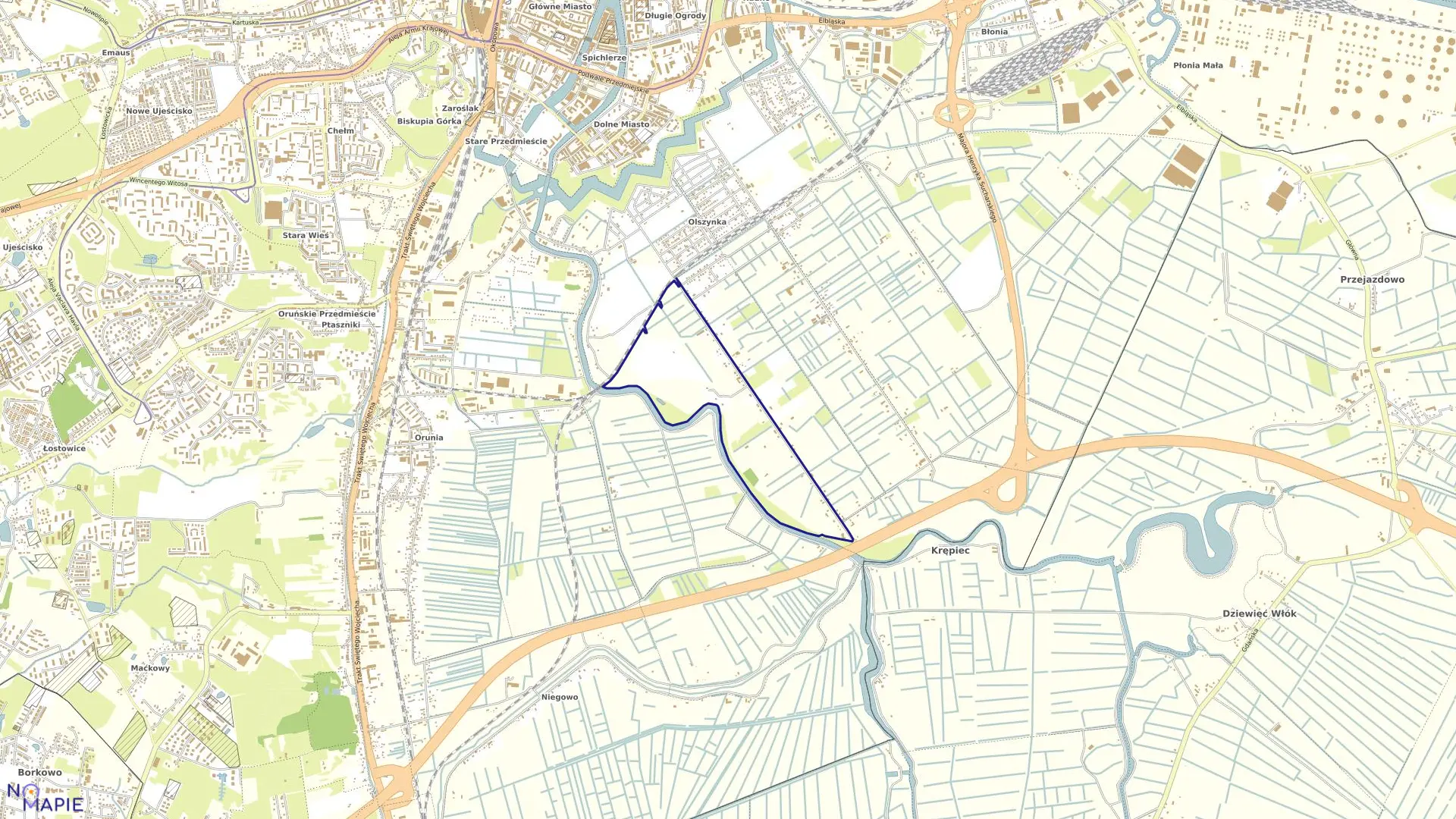 Mapa obrębu 127 w mieście Gdańsk