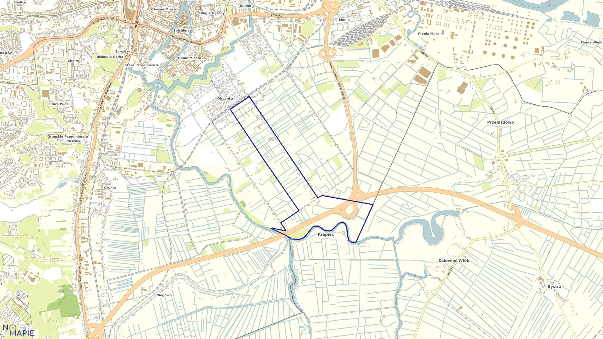 Mapa obrębu 129 w mieście Gdańsk