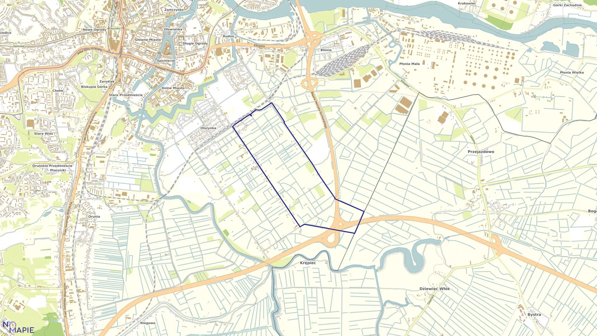 Mapa obrębu 130 w mieście Gdańsk