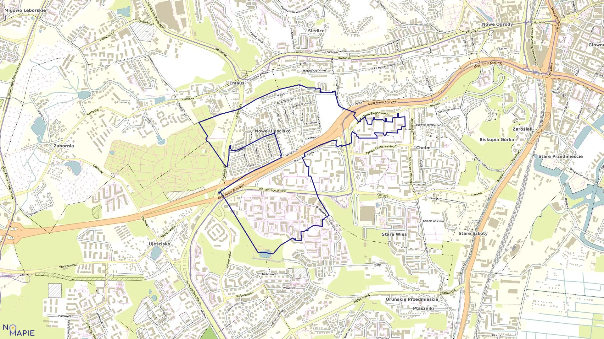 Mapa obrębu 170S w mieście Gdańsk