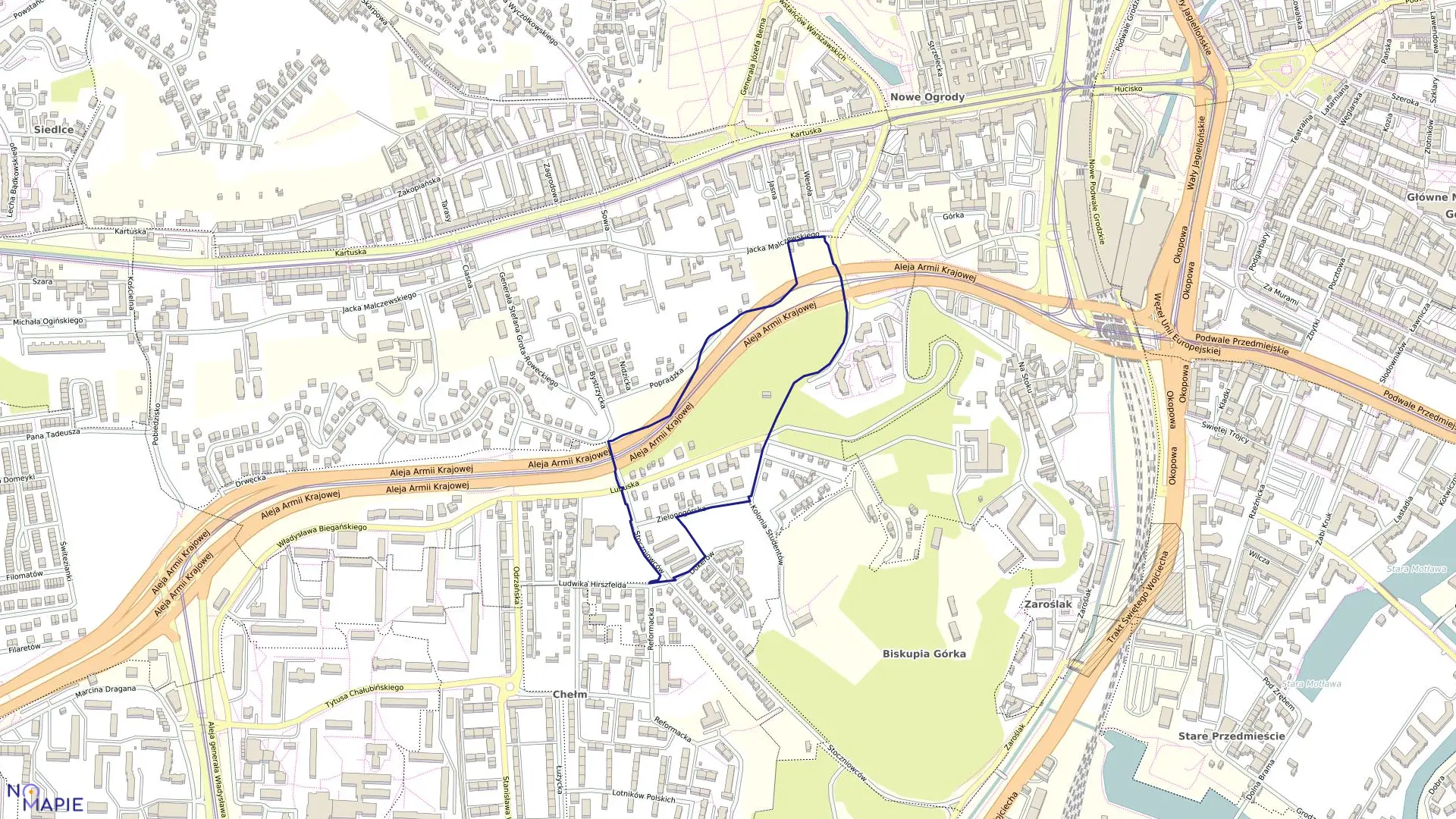 Mapa obrębu 210S w mieście Gdańsk