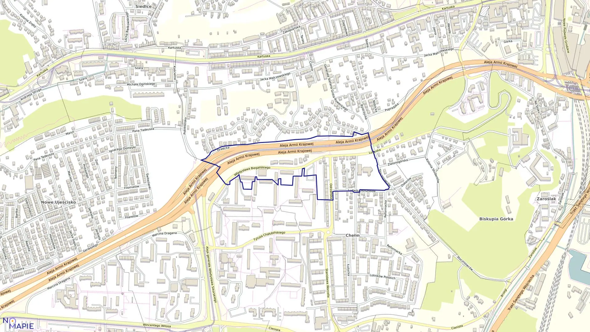 Mapa obrębu 211S w mieście Gdańsk