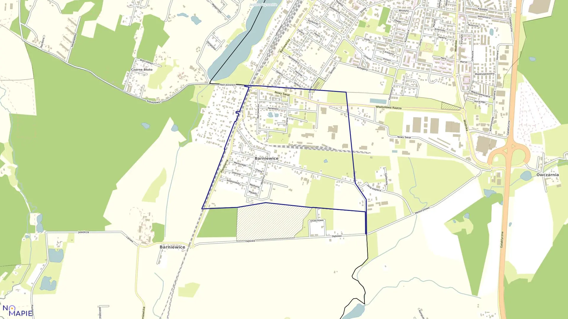 Mapa obrębu Barniewice w mieście Gdańsk
