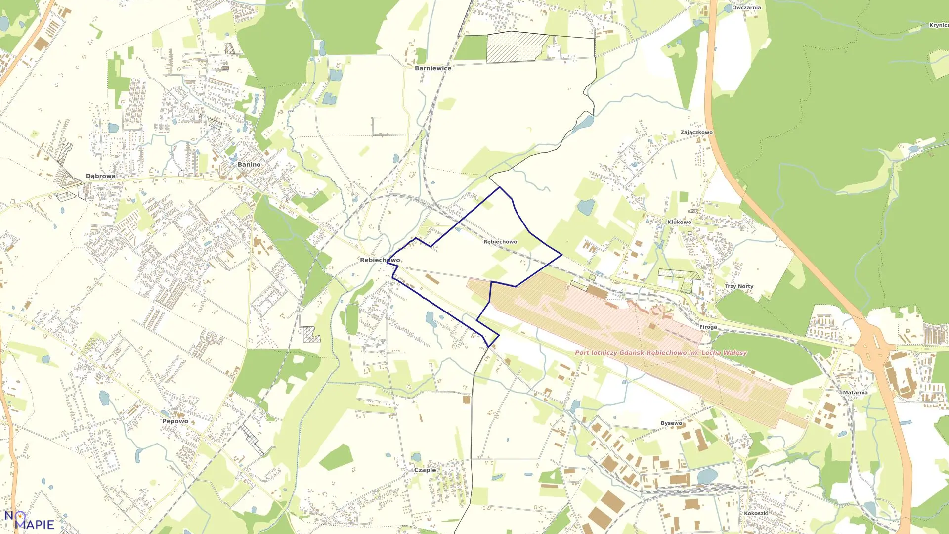 Mapa obrębu Rębiechowo w mieście Gdańsk